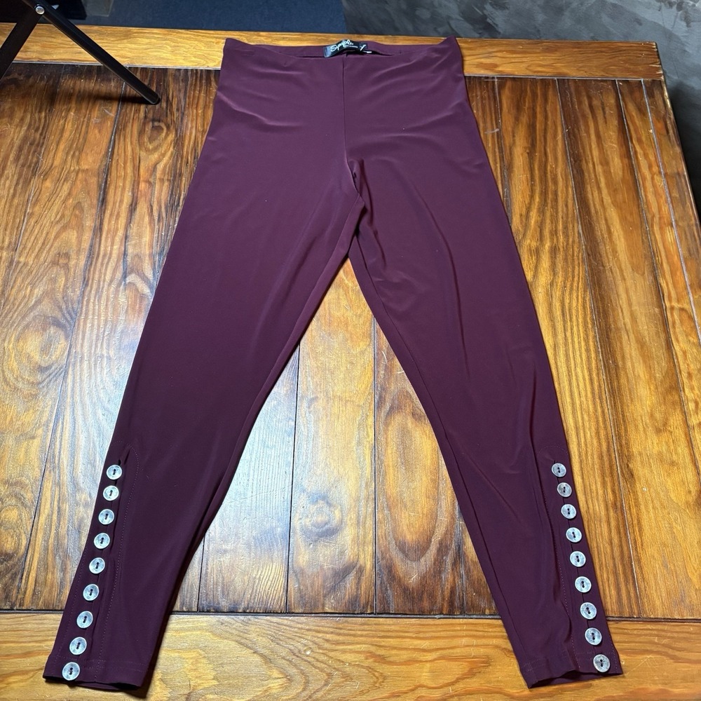 Sympli Red Button Detail Ankle Pants Sz 6 Stretch Travel Knit Quiet Luxury A222